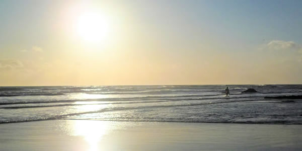 On the beach at sunset